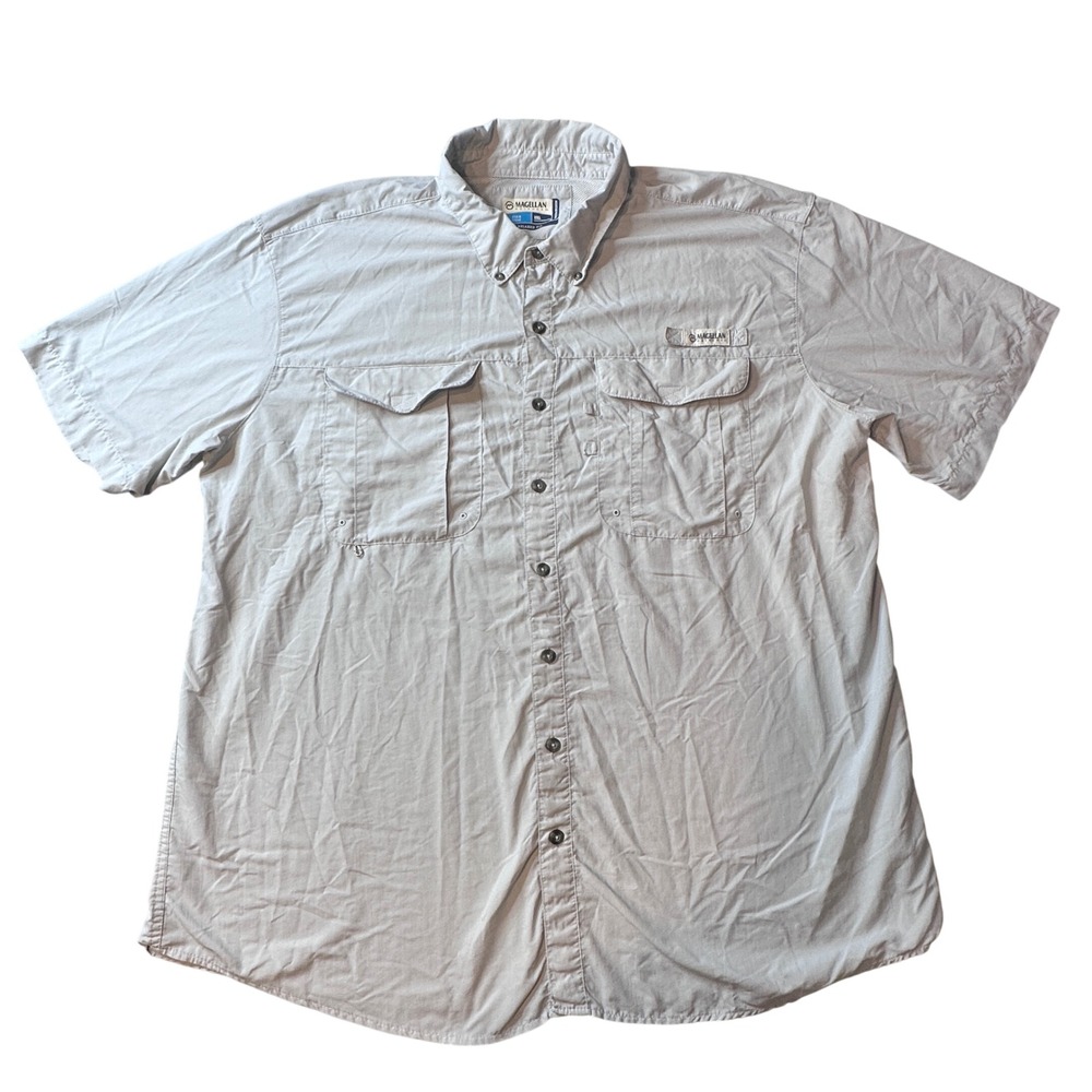 Magellan‎ Fishing Shirt Mens 2XL Gray Fish Gear Relaxed Fit Moisture Wicking S/S